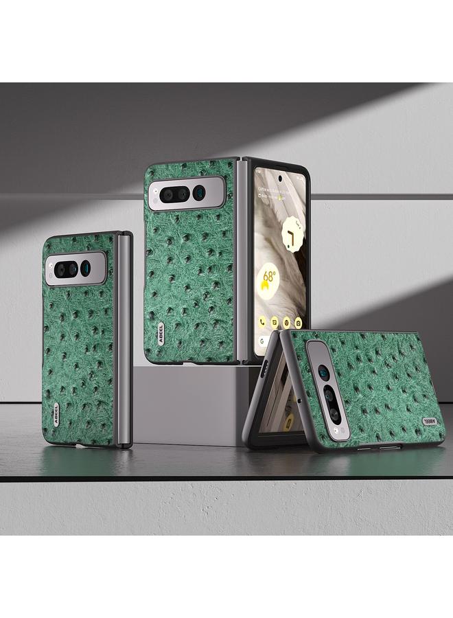 اس-توب جراب هاتف من ABEEL مصنوع من جلد النعام الأصلي لهاتف Google Pixel Fold - Image 1