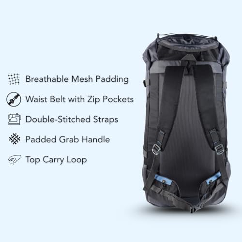 Impulse 65L Travel bag with Rain Cover | Water Resistant | Shoe Compartment | Padded Adjustable Shoulder Straps & Waist Belt-Ideal for Hiking, Camping & Travel Rucksack Backpack- Black |1 Year Warranty - Image 5