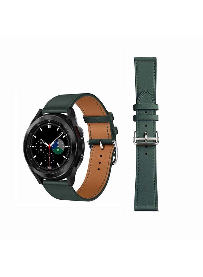 Perfii Genuine Leather Replacement Band for Samsung Galaxy Watch4 42/46mm Green - Image 1