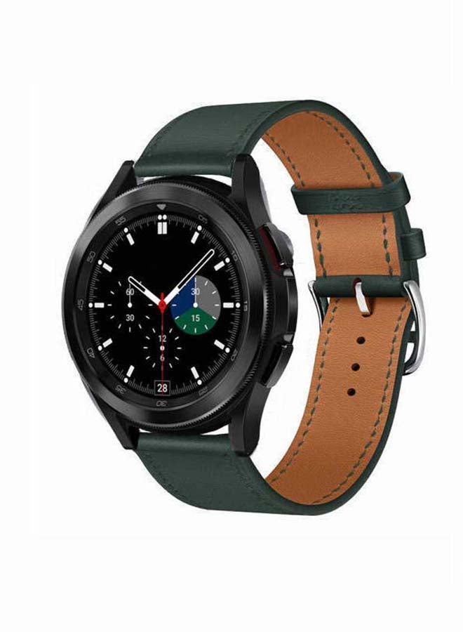 Perfii Genuine Leather Replacement Band for Samsung Galaxy Watch4 42/46mm Green - Image 2