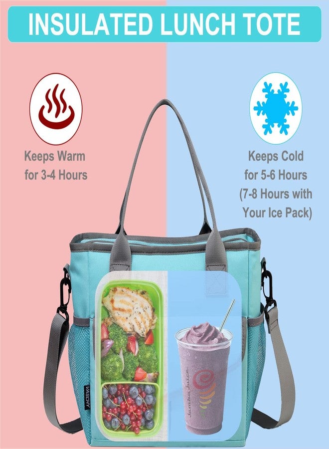 VASCHY Lunch Bag for Women, Ladies Fashion Insulated Lunch Box Tote Bag for Work Office w Shoulder Strap Turquoise - Image 5
