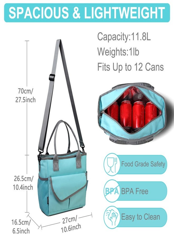 VASCHY Lunch Bag for Women, Ladies Fashion Insulated Lunch Box Tote Bag for Work Office w Shoulder Strap Turquoise - Image 3
