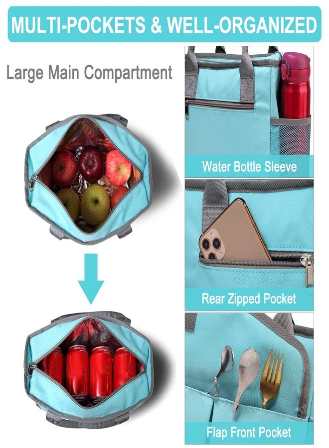 VASCHY Lunch Bag for Women, Ladies Fashion Insulated Lunch Box Tote Bag for Work Office w Shoulder Strap Turquoise - Image 4