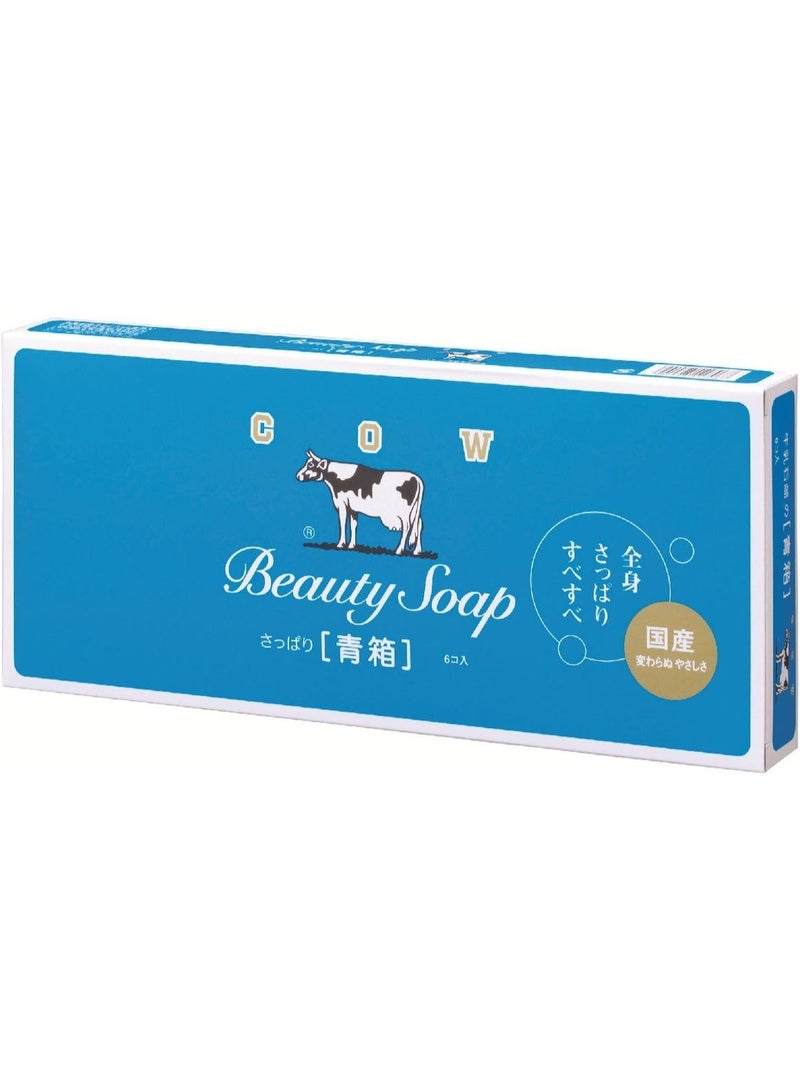 Cow Brand Beauty Soap Blue Box Jasmine Fragrance 85g x 6 | Milk Enriched Moisturizing Face, Body & Hand Soap | Made in Japan - Image 1