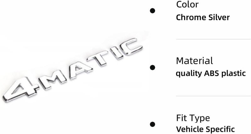HUIANTS شعار استبدال حروف HUIANTS 3D 4MATIC ABS لمرسيدس بنز - فضي - Image 2