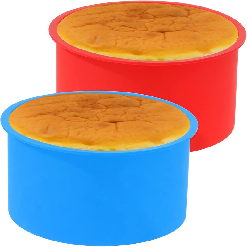 mifengda 12pcs Silicone Cake Mold Baking Round Cake Molds 4 Inch Non-Stick Baking Pan Kitchen Silicone Cake Molds for Baking(Red, Blue, 4inch) - Image 4