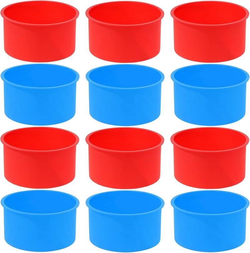 mifengda 12pcs Silicone Cake Mold Baking Round Cake Molds 4 Inch Non-Stick Baking Pan Kitchen Silicone Cake Molds for Baking(Red, Blue, 4inch) - Image 1