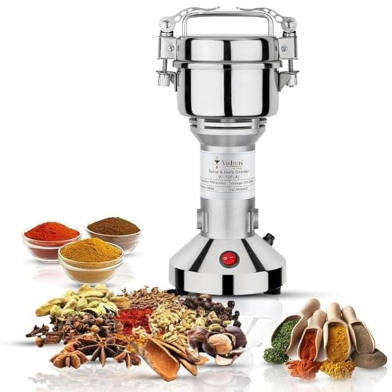 Vivatra Vivatra Smallest Masala Grinding Machine for Home Use with 100gm Capacity Portable Indian Spice Grinder Machine for Home VI100A VI100A Stainless Steel  - Image 1