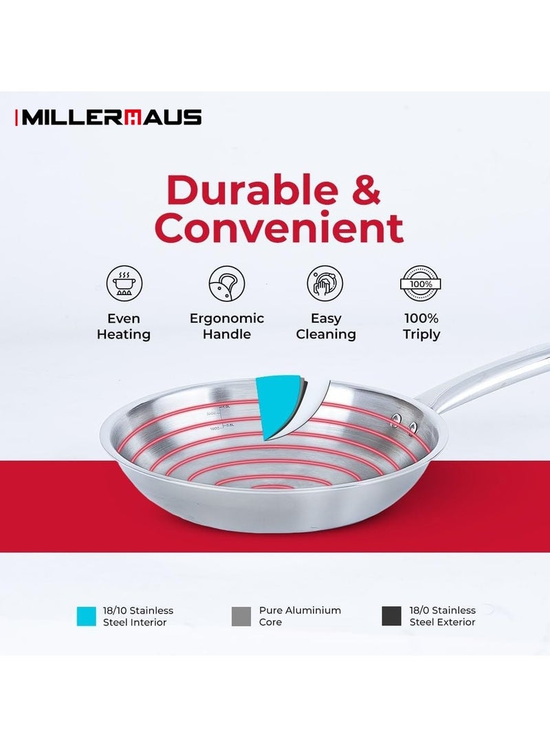 MILLERHAUS Millerhaus Tri-Ply Frypan 24cm Stainless Steel  - Image 2