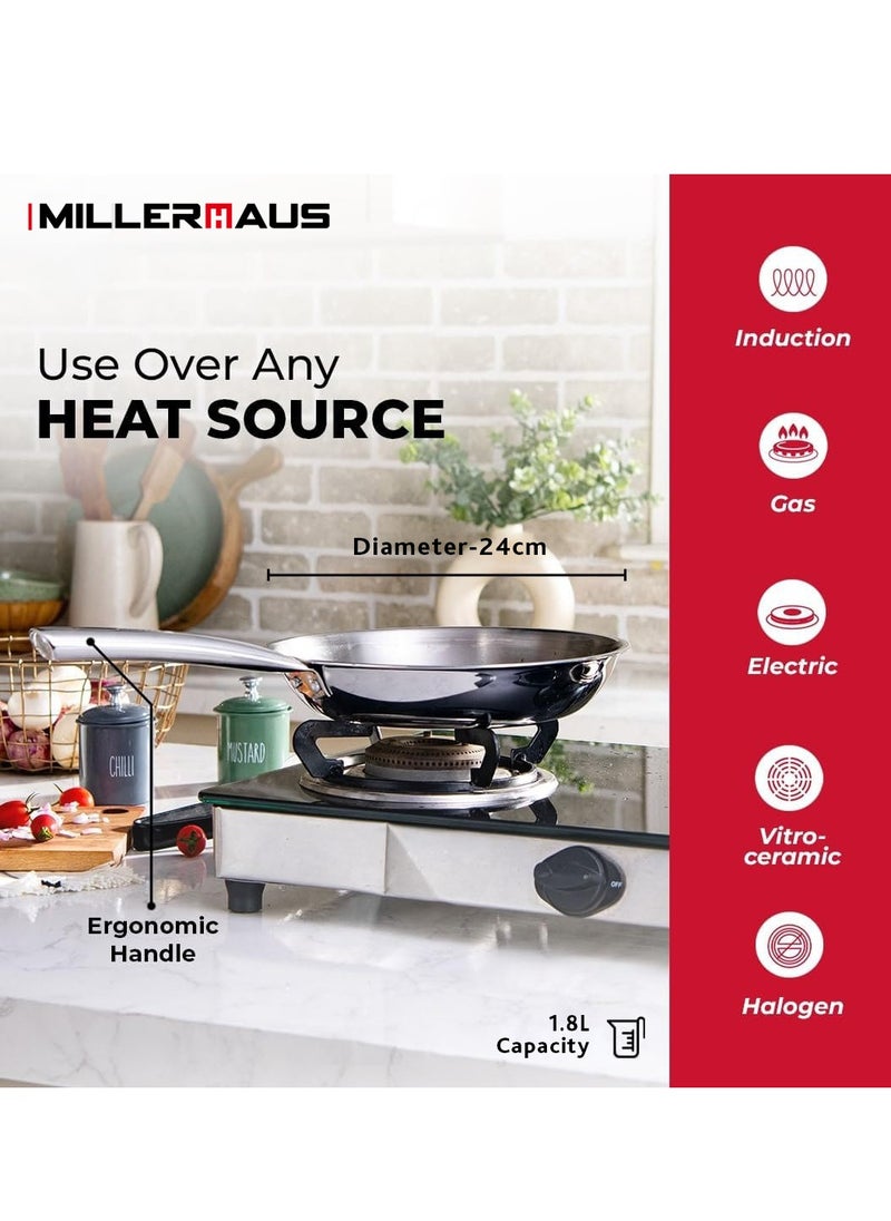 MILLERHAUS Millerhaus Tri-Ply Frypan 24cm Stainless Steel  - Image 3