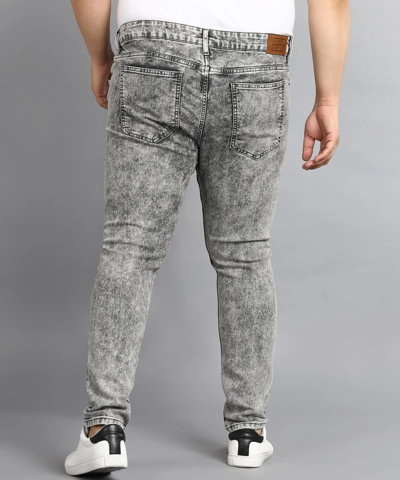 Urbano Fashion  Urbano Plus Men's Light Grey Regular Fit Washed Jeans Stretchable  | Best Price UAE