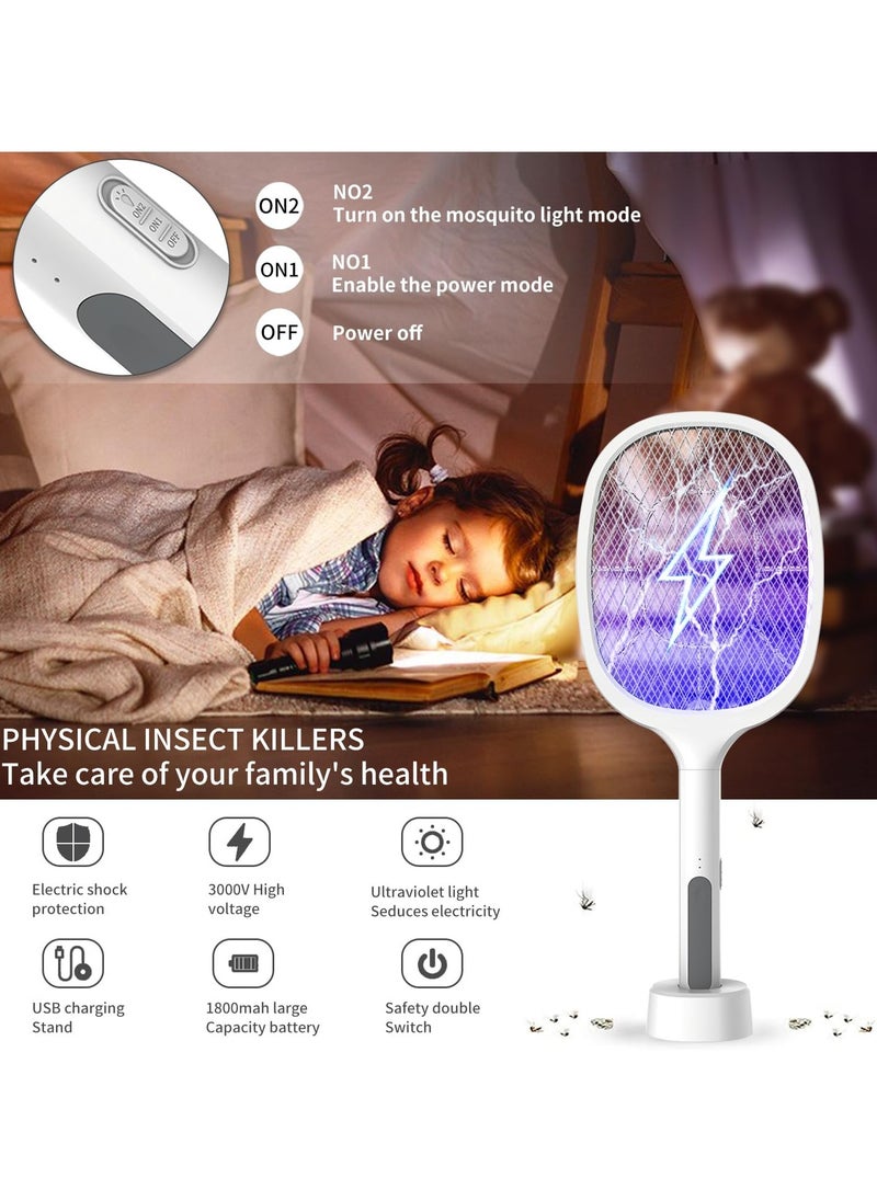 GTSOL Rechargeable Mosquito Swatter with Hi-Power COB Light - USB Power White/Green with LED Light for Mosquitos Flies Pest Control for Indoor and Outdoor Use  - Image 3