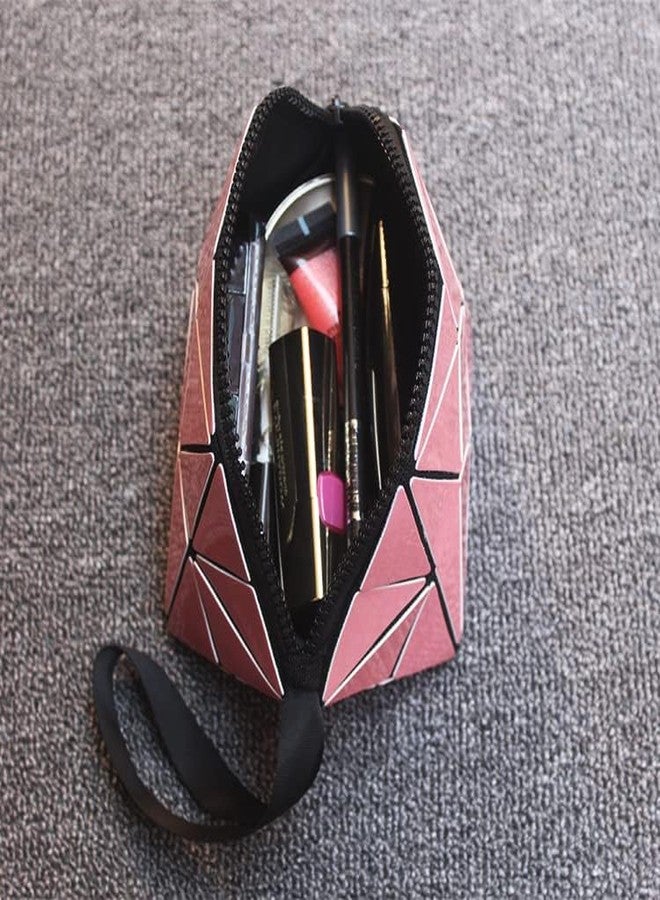 SILENCIO Stylish 11 Cms Travel Accessory- Cosmetic Bag Makeup Pouch for Women & Girls for Travel (Pink Geomatric) - Image 4