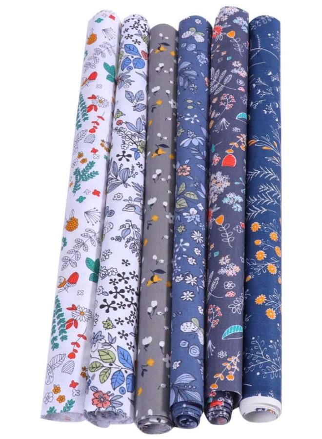 klarako 6pcs Floral Cotton Quilting Fabric Patchwork DIY Flower Pattern Fabric Quilt Squares for DIY Craft Sewing Quilting Scrapbooking  - Image 1