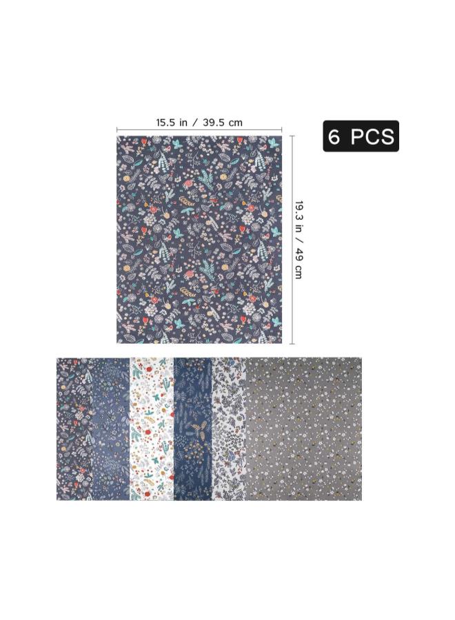 klarako 6pcs Floral Cotton Quilting Fabric Patchwork DIY Flower Pattern Fabric Quilt Squares for DIY Craft Sewing Quilting Scrapbooking  - Image 2