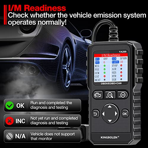 KINGBOLEN YA200 OBD2 Scanner, Car OBD2 Code Reader Check Engine Light, Car Scanner OBDII Full Functions with Voltage Test OBD2 Scanner Diagnostic Tool for All OBDII CAN Protocol Cars Since 1996 - Image 3