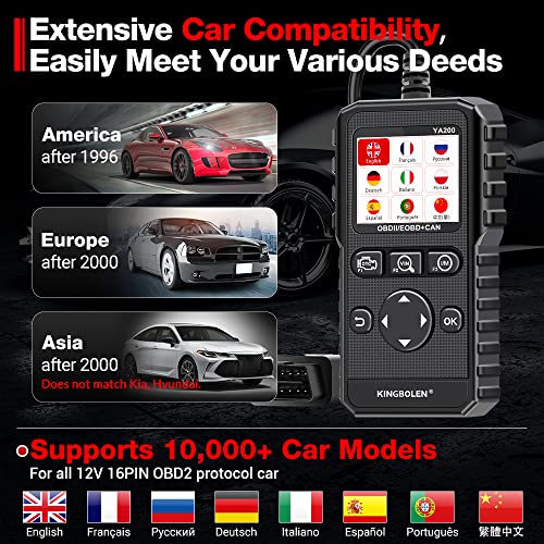 KINGBOLEN YA200 OBD2 Scanner, Car OBD2 Code Reader Check Engine Light, Car Scanner OBDII Full Functions with Voltage Test OBD2 Scanner Diagnostic Tool for All OBDII CAN Protocol Cars Since 1996 - Image 5