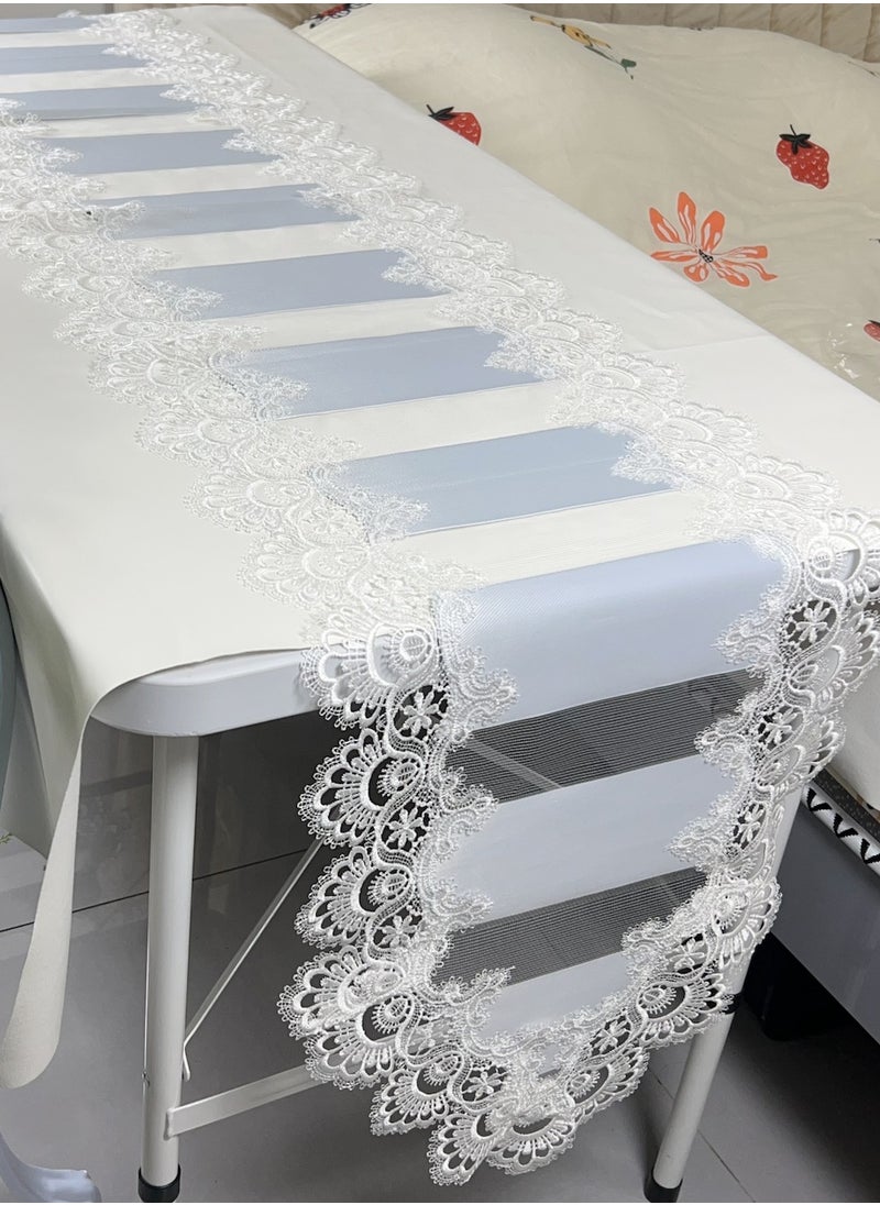 Generic - Modern, American, European-Style Table Runner, Aesthetic, Luxury, Hollow Out, White Grey Tablecloth, Coffee Table, Tv Cabinet - Image 1