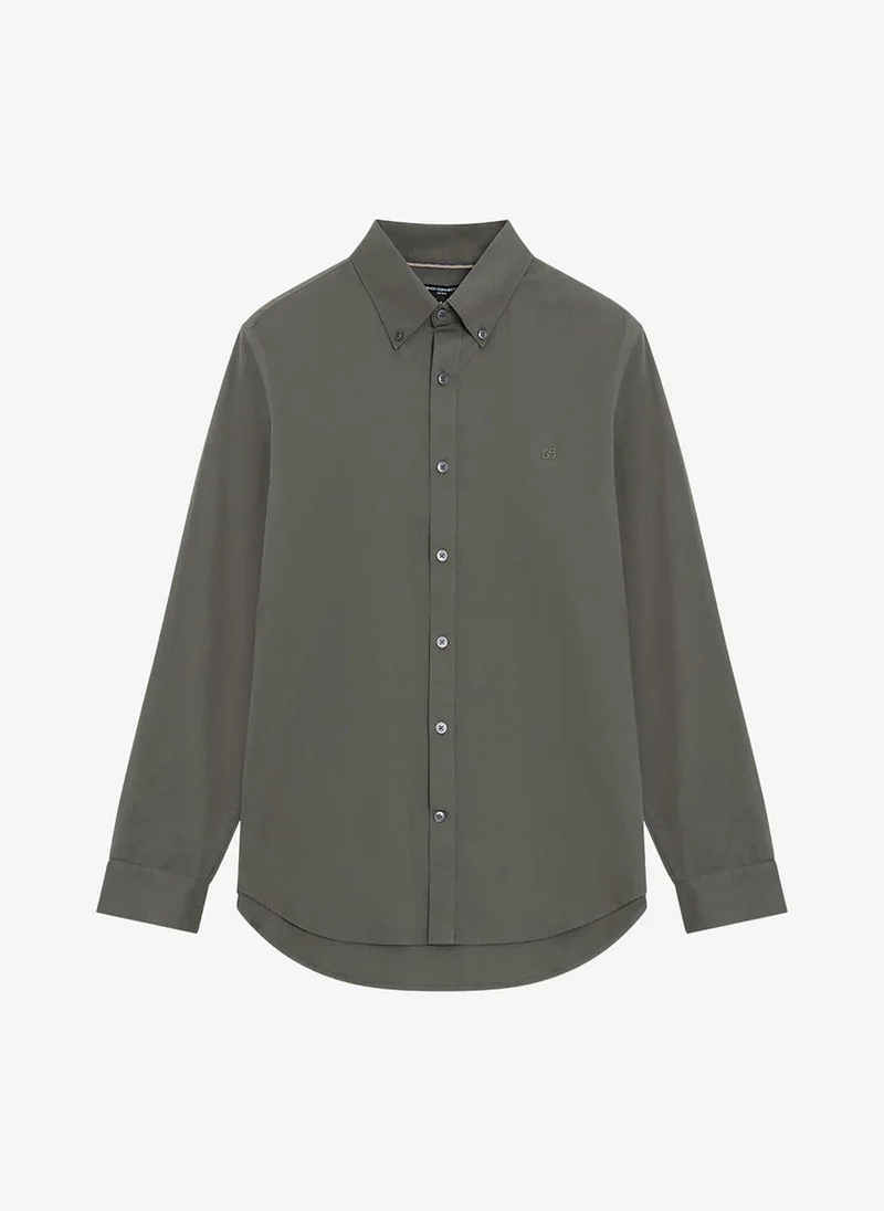 French Connection  Men's Khaki Green Textured Striped Holiday Shirt for Men | Best Price UAE