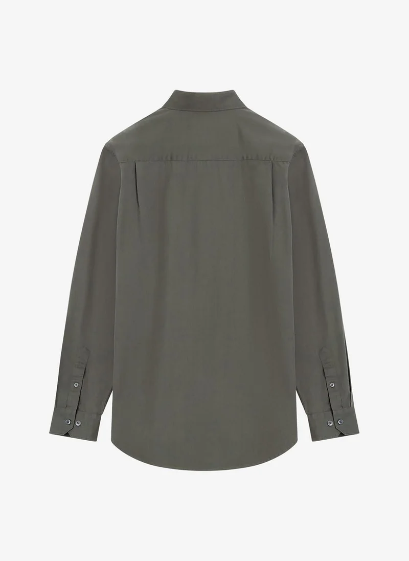 French Connection  Men's Khaki Green Textured Striped Holiday Shirt for Men | Best Price UAE
