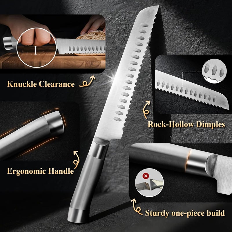 seelucky 2 Pack Sourdough Bread Knife for Homemade Bread, Serrated Bread Cutter Ergo-Safe Engineering Anti-Stick Bread Bow Knife for Sourdough, Baguettes, Cakes - Image 3