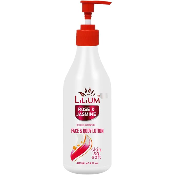 LILIUM Rose & Jasmine Face & Body Lotion 400ml, Double Hydration, Deep Moisturization, Skin Softening, Soothing, Calming, Anti-Aging, Non-Greasy, Suitable For Women & Men, All Skin Type - Image 1