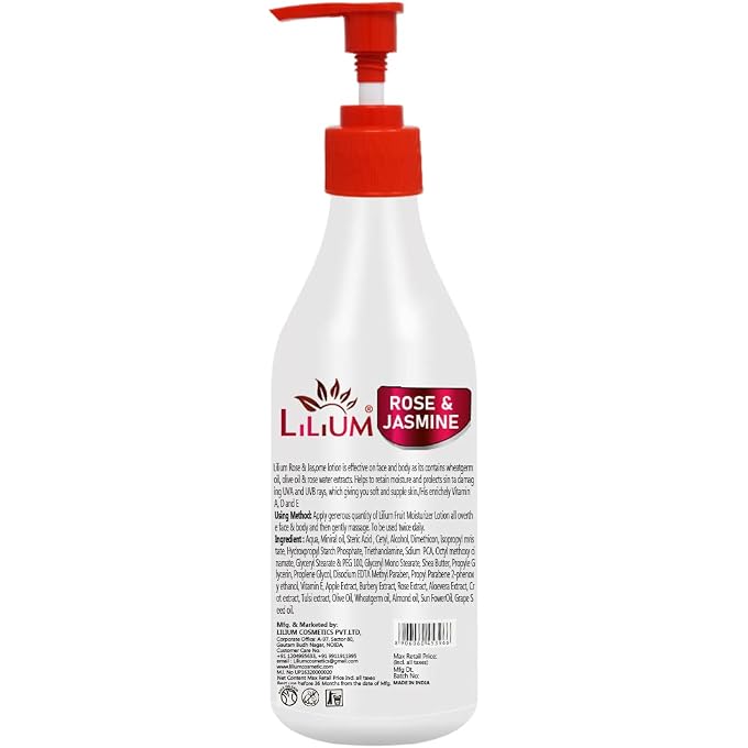 LILIUM Rose & Jasmine Face & Body Lotion 400ml, Double Hydration, Deep Moisturization, Skin Softening, Soothing, Calming, Anti-Aging, Non-Greasy, Suitable For Women & Men, All Skin Type - Image 2