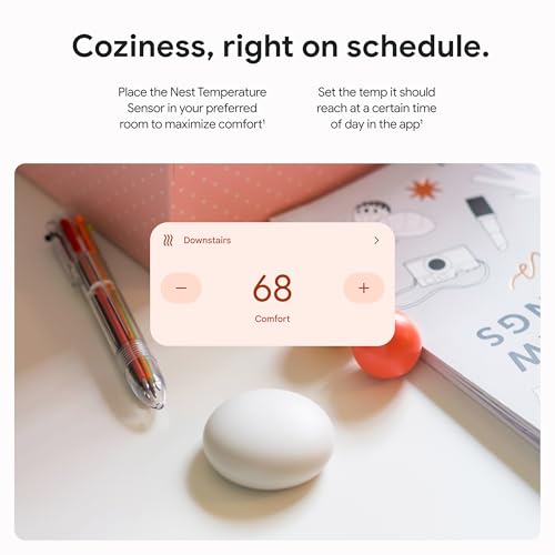 Google Nest Temperature Sensor (2nd Gen) - Room Comfort Sensor with Scheduling - Works with The Nest Learning Thermostat (3rd and 4th Gen) and Nest Thermostat E - Porcelain, White - Image 3