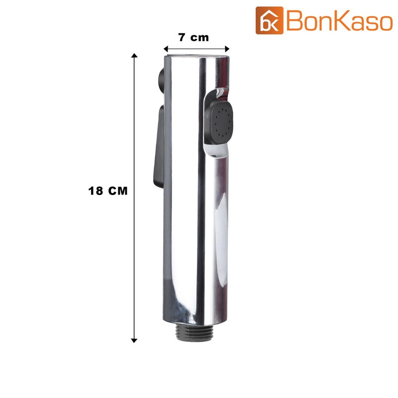 BonKaso BonKaso HF Quadra Health Faucet with High Pressure 1 metre Stainless Steel Tube and Hook Jet Spray for Toilet Chrome Plated - Image 5