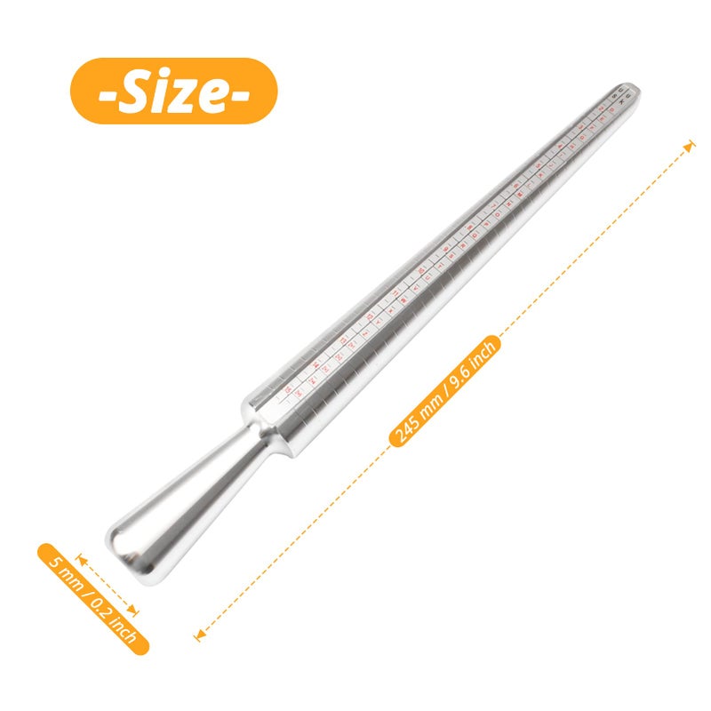 NUTJAM Metal Ring Sizer Measuring Tool, Jewelry Sizers Metal Ring Sizer Gauge Sizing Measuring for Women Men Ringsï¼ˆAluminum, 1 Packï¼‰ - Image 2