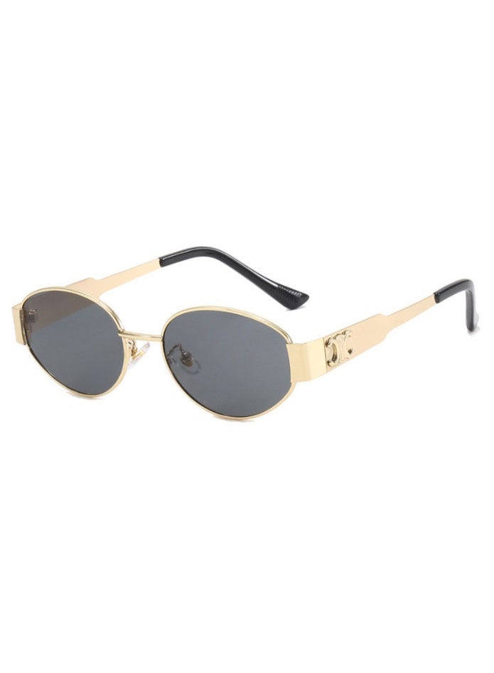 NIBEMINENT New Metal Arc De Triomphe Sunglasses Women's Internet Popular Tiktok Retro Oval Shade