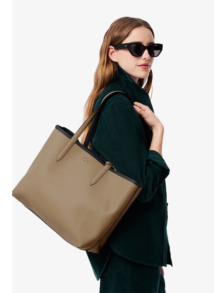 Lacoste Women's Double sided Two tone Large Capacity Handbag, Fashionable Multi functional, Black/Brown - Image 2