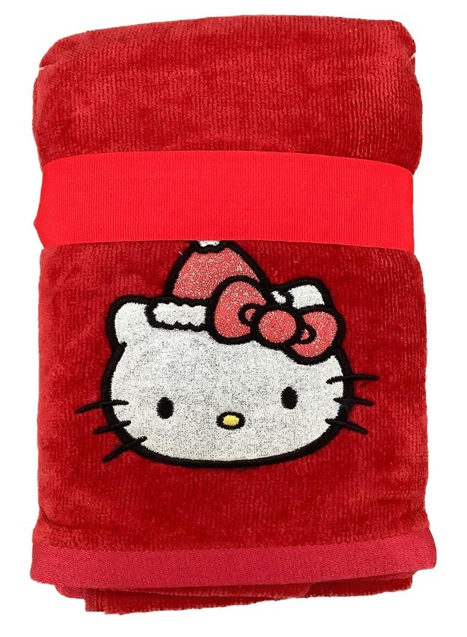 Jay Franco & Sons, Inc. Hello Kitty Christmas Bathroom Hand Towels (16" x 28", Red- Glitter with Santa Hat) - Image 2