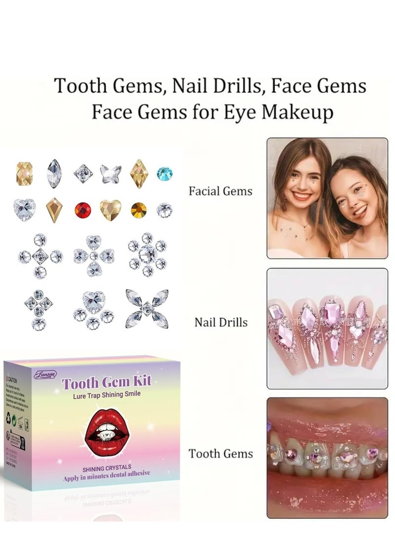 DIY Tooth Gem Kit – 120 Sparkling Crystals for Teeth, Fashionable Tooth Jewelry Starter Kit, Professional Teeth Gems Kit for Personal Style
