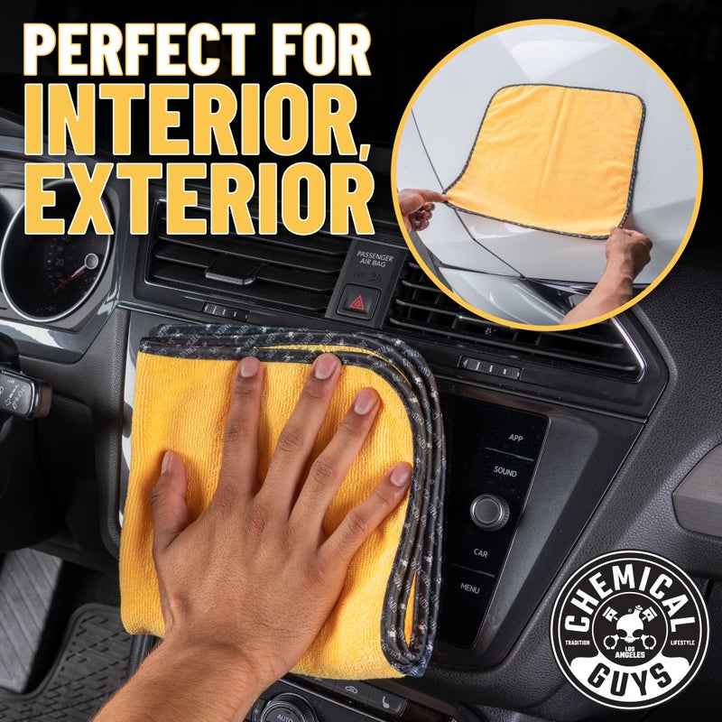 Chemical Guys مناديل ميكروفايبر احترافية من كيميكل غايز MIC_506_24، ذهبية (16 بوصة × 16 بوصة) (عبوة من 24) - آمنة لغسيل السيارات، تنظيف المنزل وتجفيف الحيوانات الأليفة - Image 2