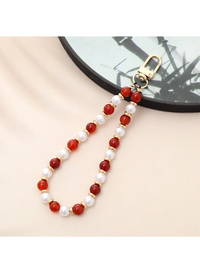 NIBEMINENT Super Cute Beaded Phone Charm – Trendy Phone Chain Wrist Strap, Shining Beads Chain Lanyard for Cell Phone