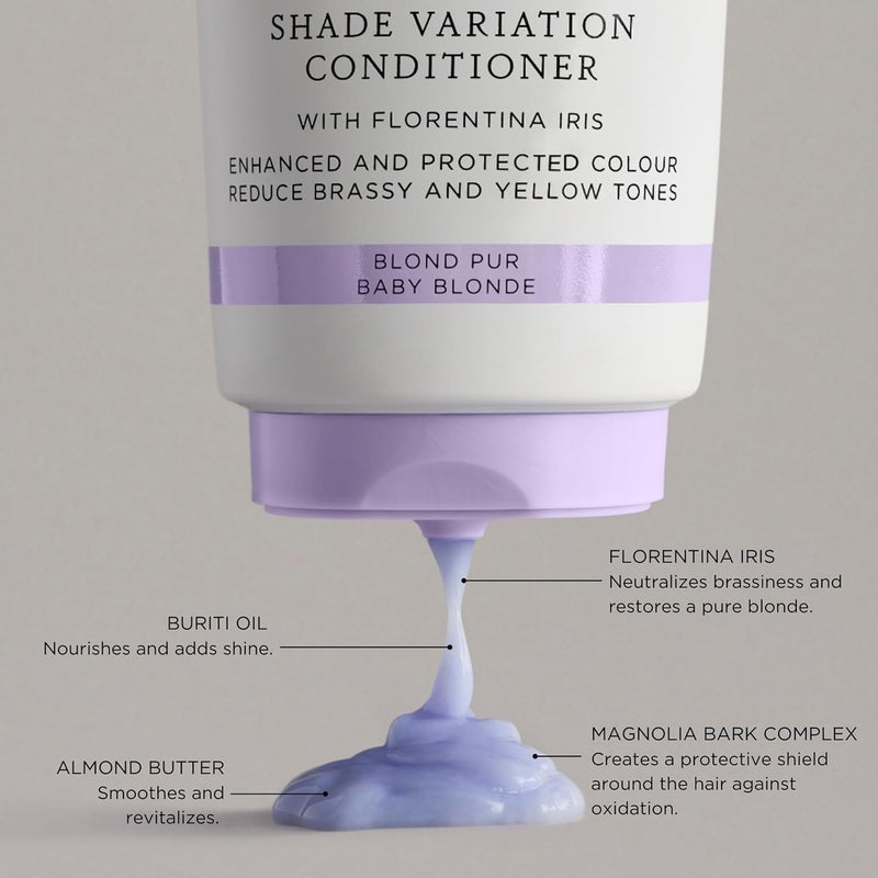 Christophe Robin Shade Variation Baby Blonde Toning Purple Conditioner with Florentina Iris Neutralizes Brassy Yellow Tones for Blonde Bleached Silver Highlighted Hair 200ml - Image 2
