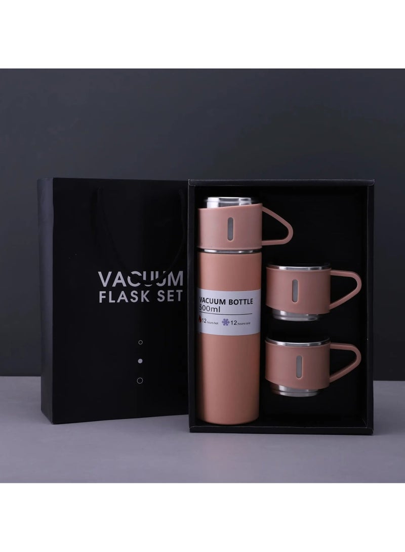 Stainless Steel Vacuum Flask Set Insulated Thermos With Cups For Tea And Coffee Hot And Cold Bottles For Home Office Picnic Travel Keeps Beverages Hot And Cold  - Image 2