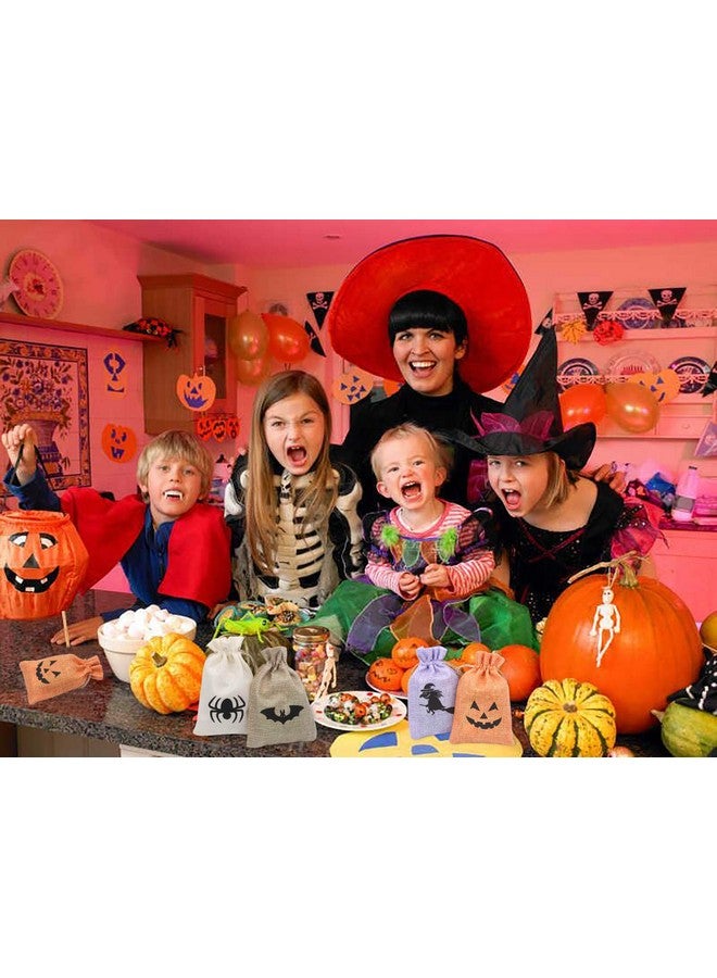 DECORA Burlap Gift Bags with Double Jute Drawstrings Candy Pouch Halloween Treat Bags with Different Designs Pack of 50 - Image 5