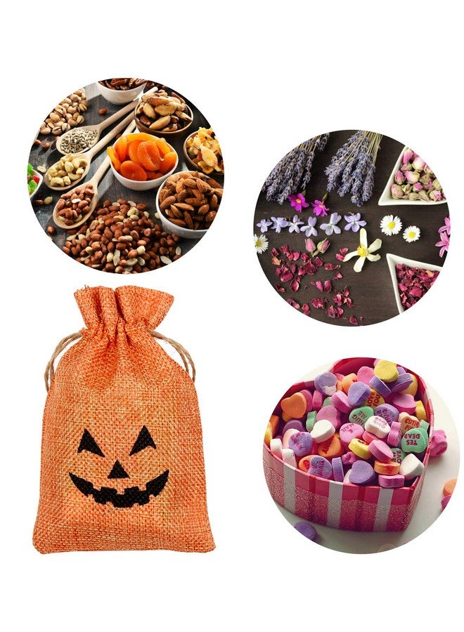 DECORA Burlap Gift Bags with Double Jute Drawstrings Candy Pouch Halloween Treat Bags with Different Designs Pack of 50 - Image 4