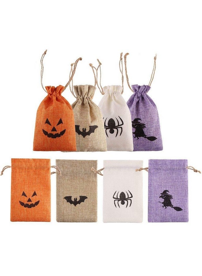 DECORA Burlap Gift Bags with Double Jute Drawstrings Candy Pouch Halloween Treat Bags with Different Designs Pack of 50 - Image 1