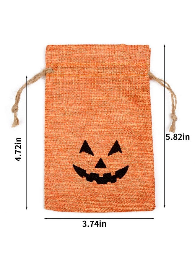DECORA Burlap Gift Bags with Double Jute Drawstrings Candy Pouch Halloween Treat Bags with Different Designs Pack of 50 - Image 2