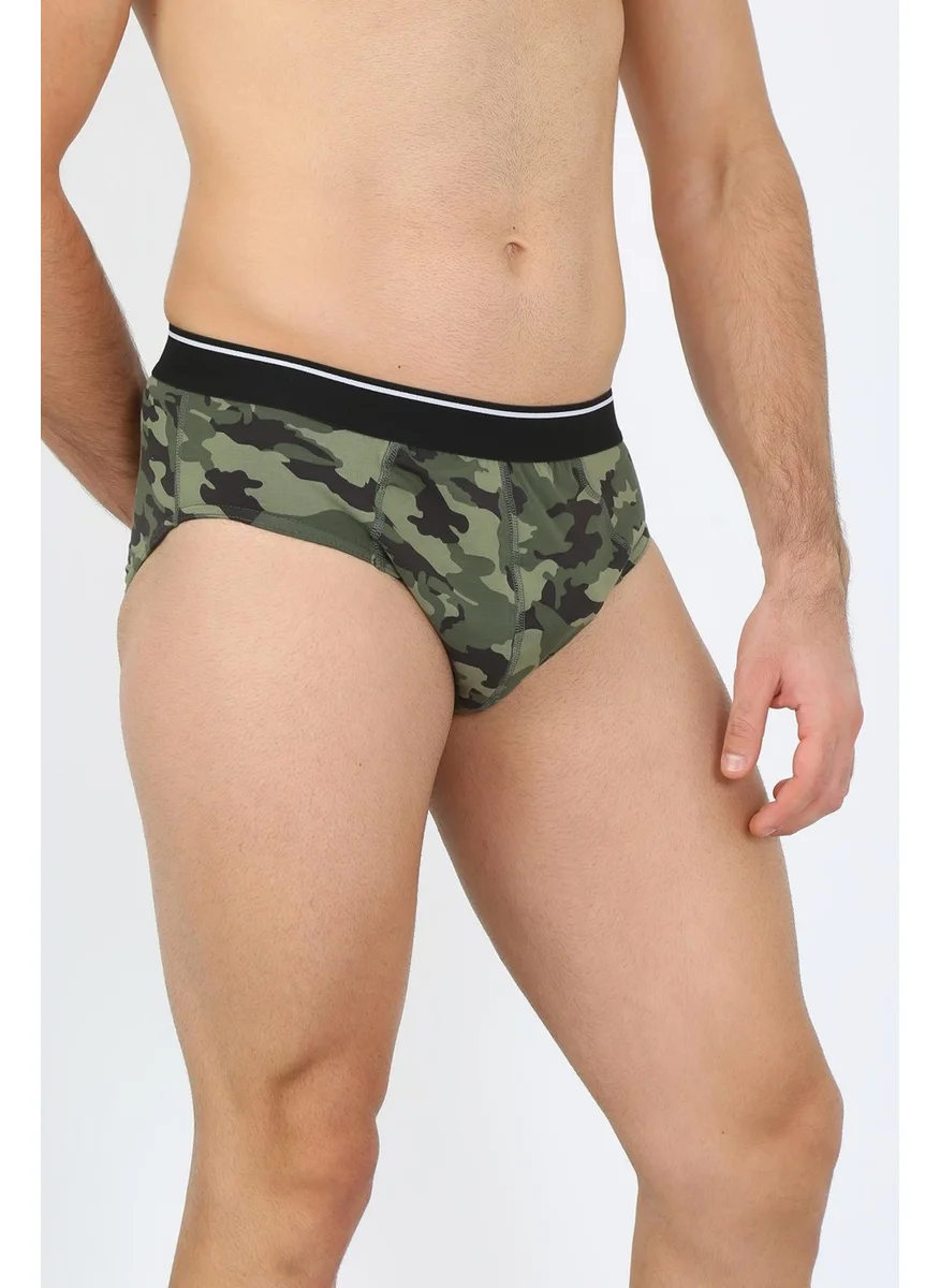 اكبينيز Men's Cotton Patterned Lycra Slip Khaki 40131