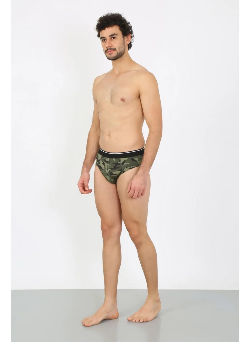 Akbeniz Men's Cotton Patterned Lycra Slip Khaki 40131