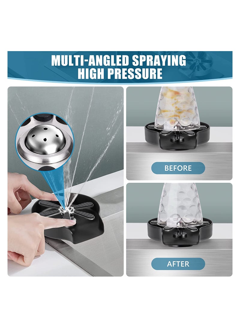 Ever variety Cup Cleaner for Sink High-quality 304 stainless steel glass rinser Black cup rinser for sink High-pressure Glass Washer for Sink Bottle Washer and Cup Cleaner with Silicone Arms - Image 3