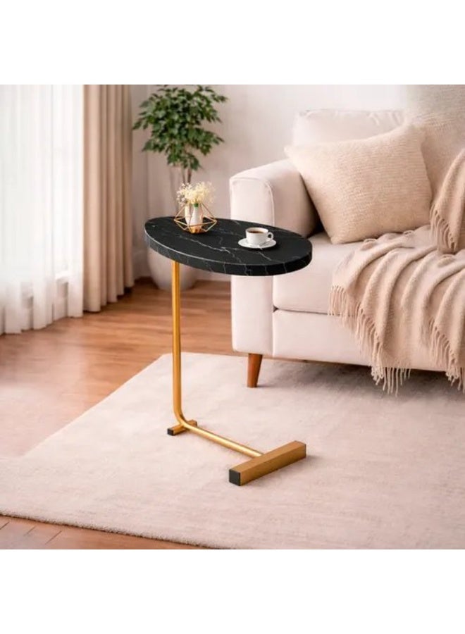 Small Side Table C Shaped End Table for Sofa and Bed, TV Tray Table with Metal Frame for Couch, Living Room, - Image 3