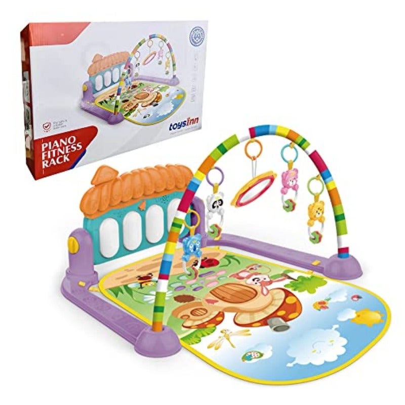 Newborn Baby Piano Fitness Playmat 3 in 1 Fitness Music and Light Fun Piano Play Mat Infant Educational Activity Play Gym Mat with Melodies Rattle - Image 1