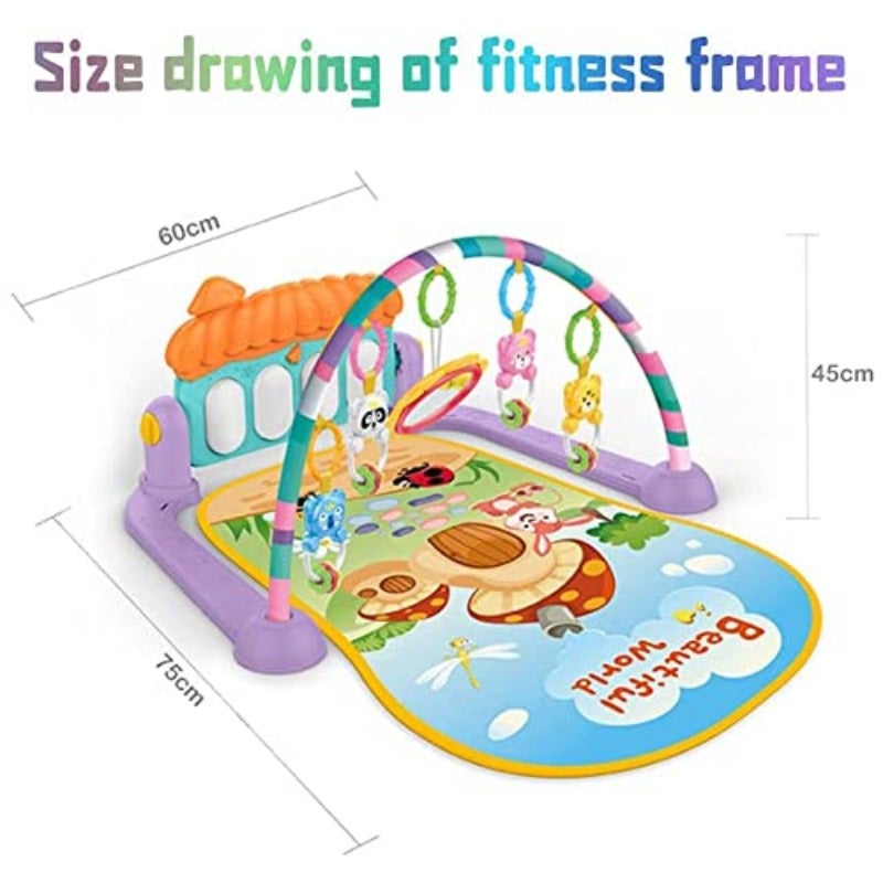 Newborn Baby Piano Fitness Playmat 3 in 1 Fitness Music and Light Fun Piano Play Mat Infant Educational Activity Play Gym Mat with Melodies Rattle - Image 5