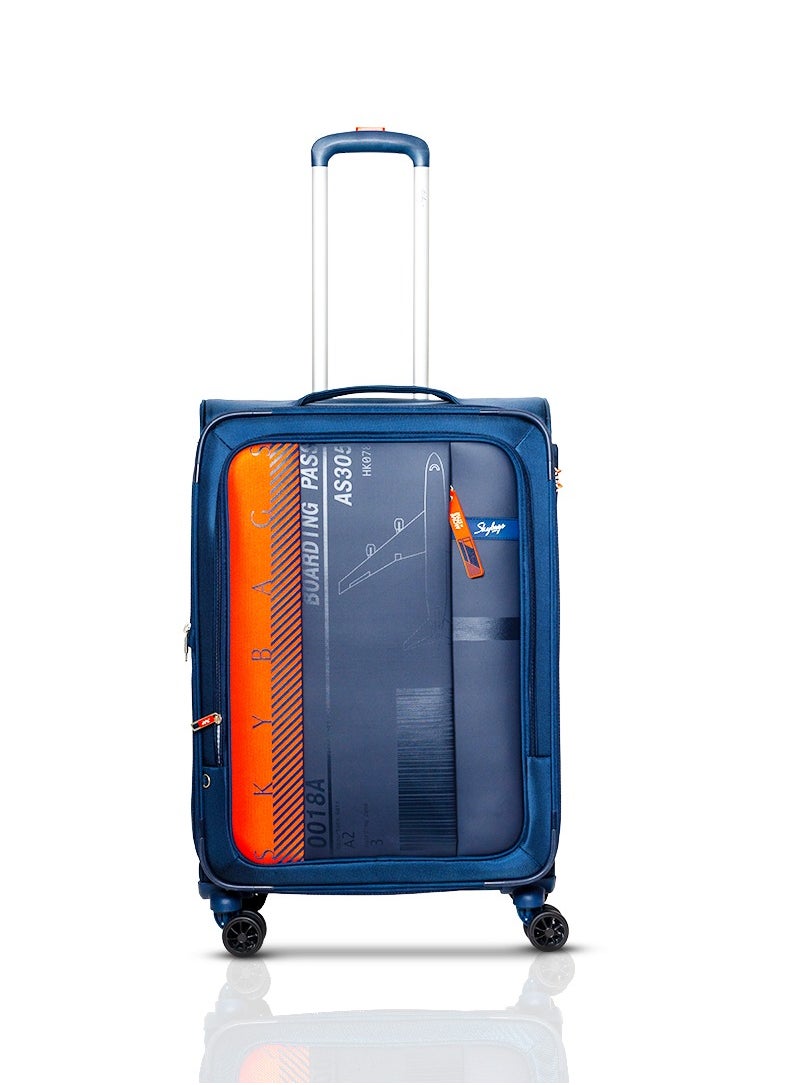 Skybags - Airway Pro Expandable Soft Body Luggage with Smooth Dual Wheels Luggage Trolley, Polyester Material, TSA Lock, Medium-24Inch Blue - Image 1