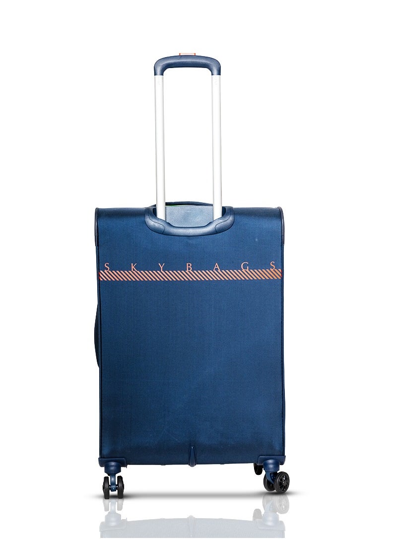 Skybags - Airway Pro Expandable Soft Body Luggage with Smooth Dual Wheels Luggage Trolley, Polyester Material, TSA Lock, Medium-24Inch Blue - Image 1
